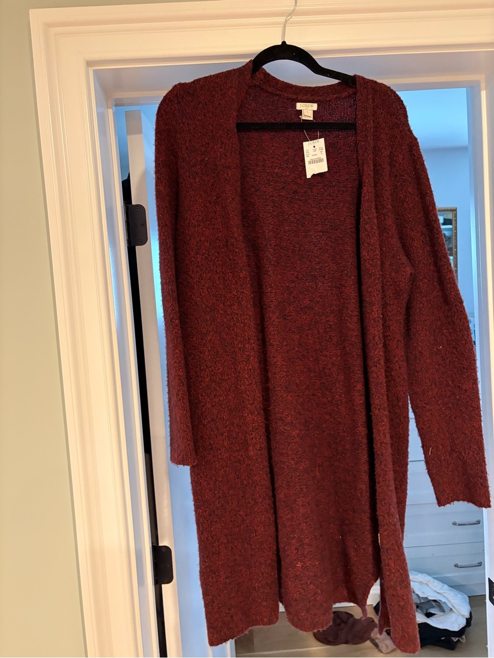 J. Crew Open-Front Maroon Long Cardigan